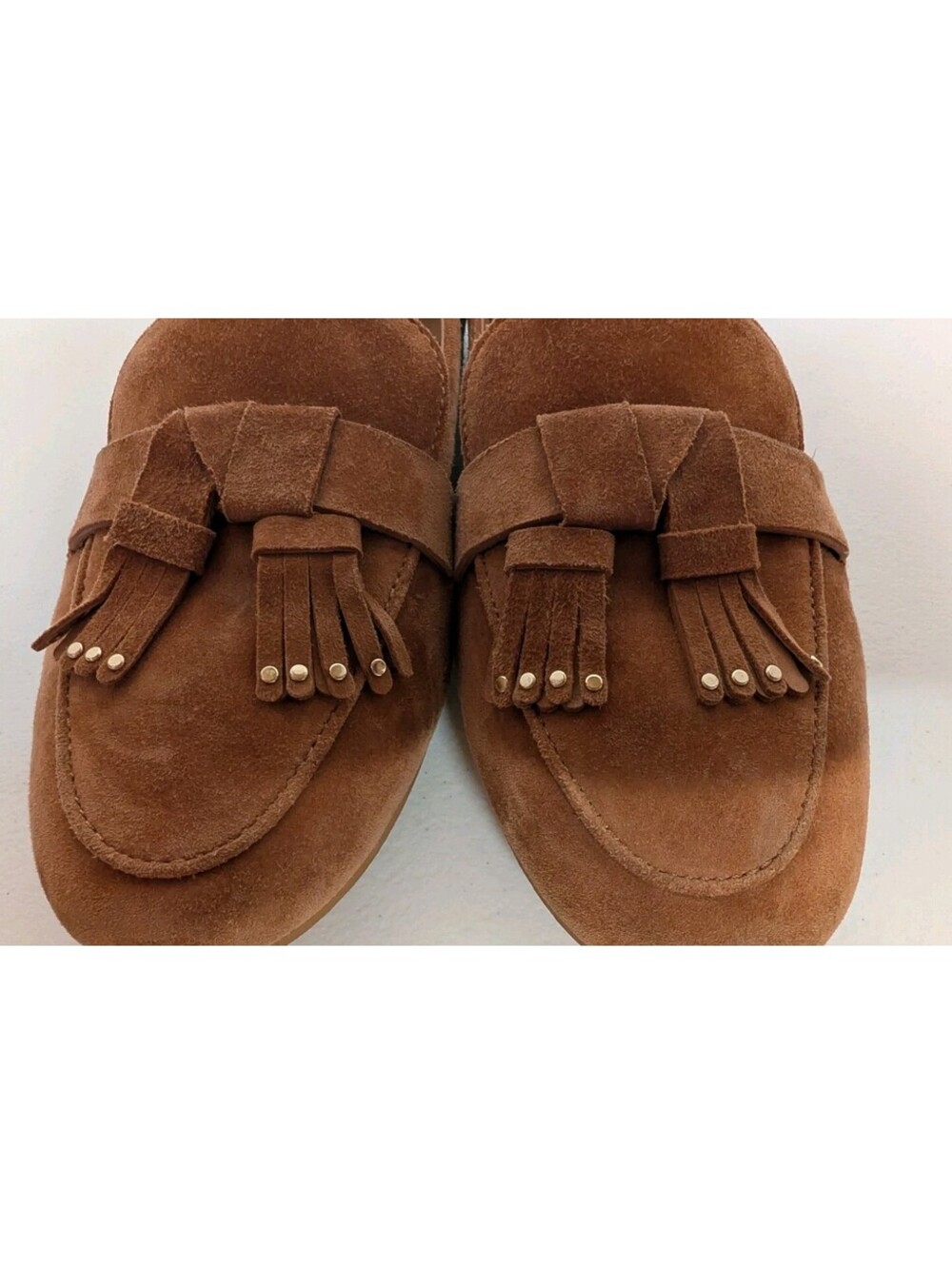 Kate Spade New York Berkeley Tassel Loafers Brown Suede & Gold-Tone Studs Sz6.5B - Picture 3 of 13